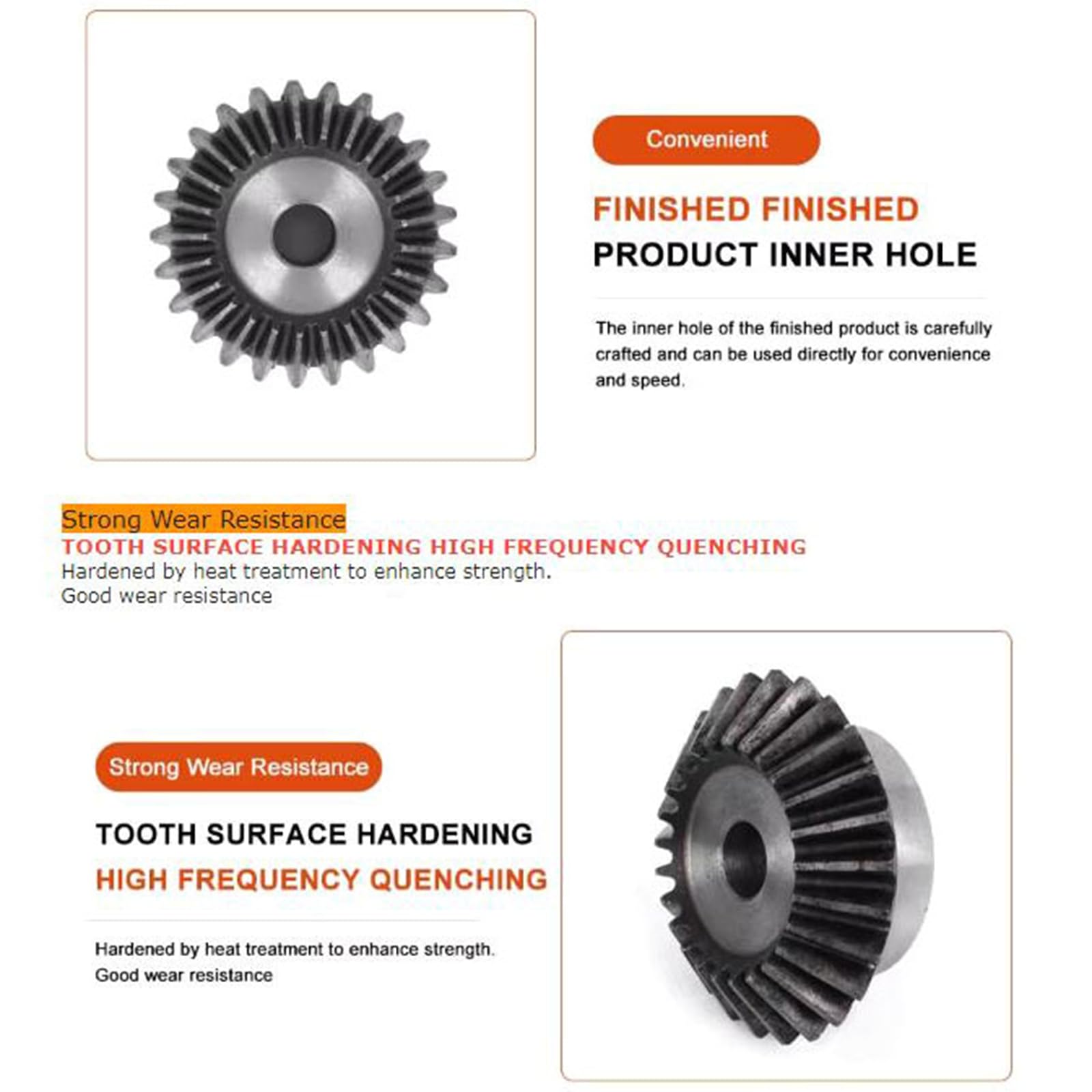 Kegelrad 4M 15T, 15 mm Bohrung, 45# Kohlenstoffstahl, rechtwinkliges Kegelrad 90°, 1:1-Übersetzung, 2er-Pack
