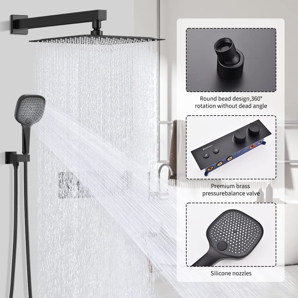 Colonne Douche Thermostatique (Ensemble de Douche Encastré Noir)