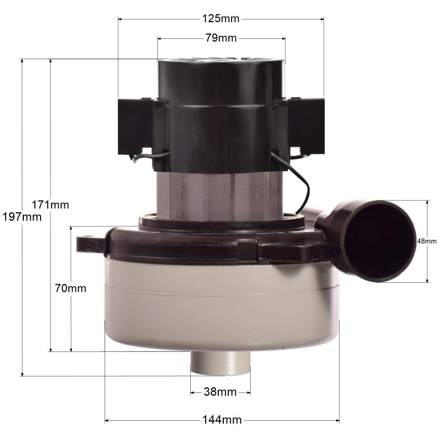 Moteur d'aspiration pour turbine d'aspiration Hako B 450, 530, 650, 750, 850, 655, 755, 855 - 24 V - 500 W