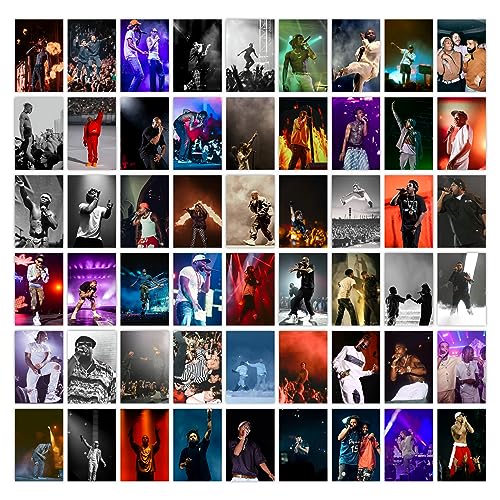 Image of CodersParadise Pack of 54 Hip Hop Rapper Wall Collage Kit Posters - 4 x 6 Inches Posters for Wall Decoration - Wall Art For Bedroom, Office, Living room, Dorm room - Glue Dots Included