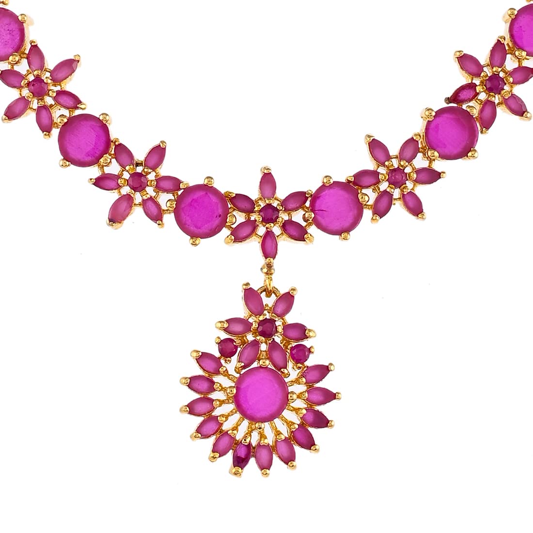 Cluster Setting Pink Zircons Jewellery Set, Sparkling Essentials
