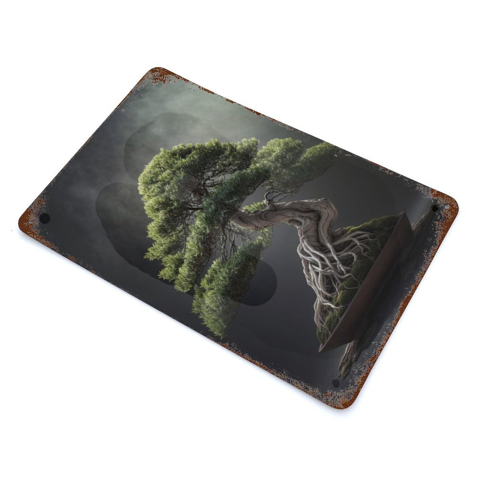 Cinematic Bonsai Rusty Metal Tin Sign 11.8"x7.9", Ideal for Patio, Garden Room And Bar Decor