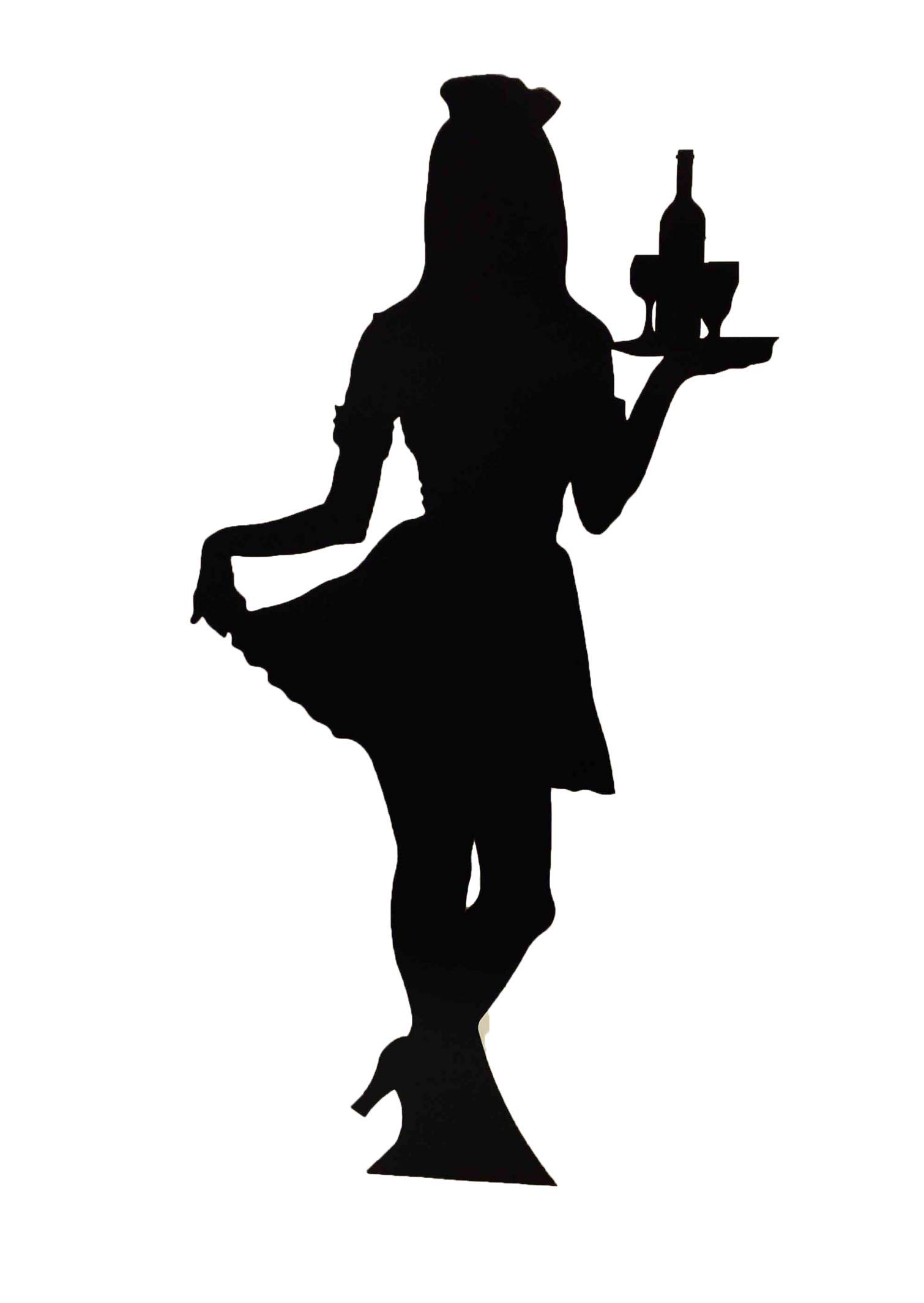 Waitress Silhouette Cardboard Cutout Figure 179cm Tall - Great at your Party