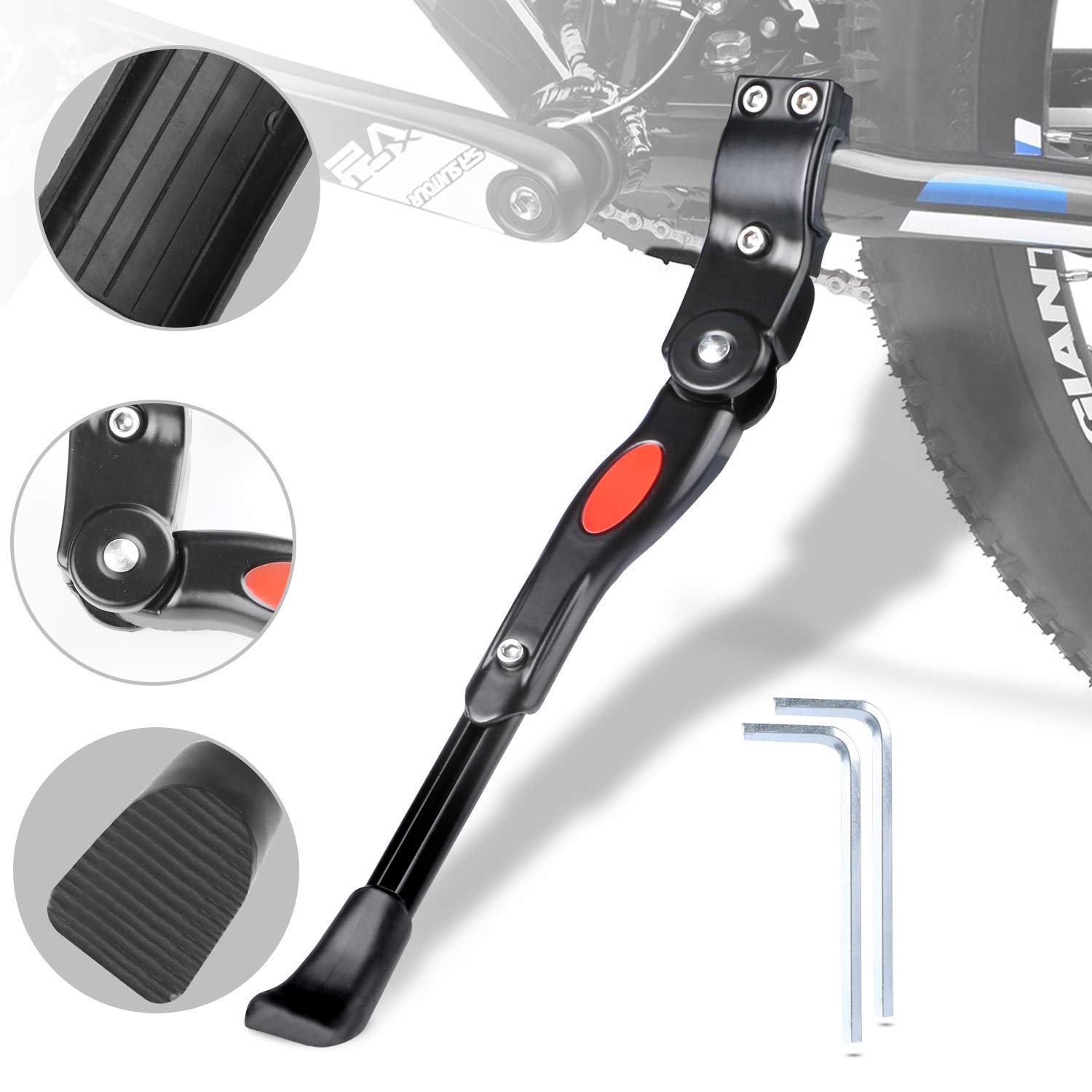 Bresuve Bike Kickstands, Side Kickstand, Bike Stand,Adjustable Support Aluminum Alloy Kickstand, Mountain Bike Bicycle Cycle Prop Kick Stand Rubber Foot