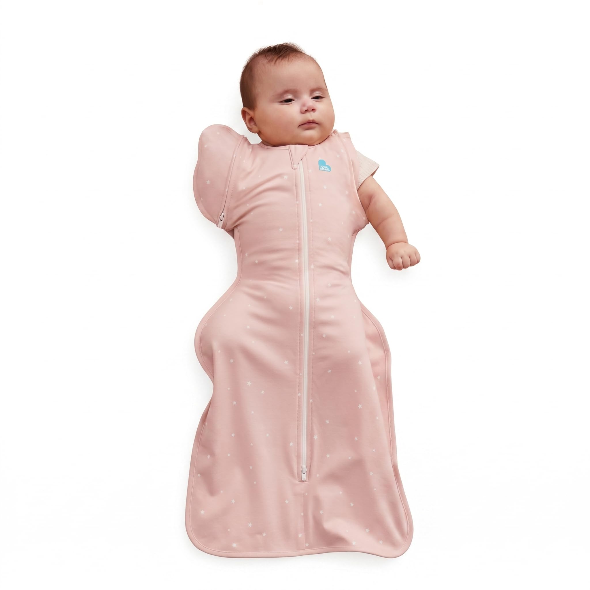 Love to Dream Swaddle Up™ Transition Bag, 1.0 TOG, 13-19 lbs, Stage 2, Zip-Off Wings, Gently Help Baby Transition from Being Swaddled to Arms Free When Showing Signs of Rolling, Powder Pink Twinkle