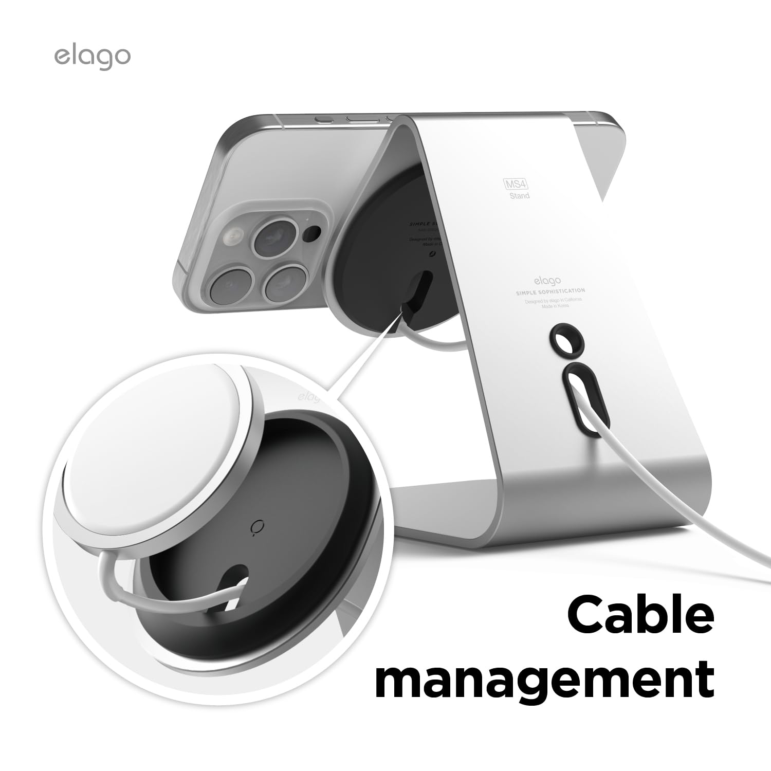elago MS4 Oplaadstandaard Compatibel met MagSafe-oplader - Aluminium Telefoonstandaard Compatibel met iPhone 15,14,13,12 Modellen, ontworpen voor IOS 17 StandBy-modus [Kabel niet inbegrepen] (Zwart