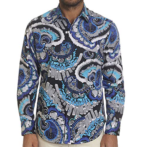 Robert Graham Men's L/S Woven Shirt, Blue, XLarge