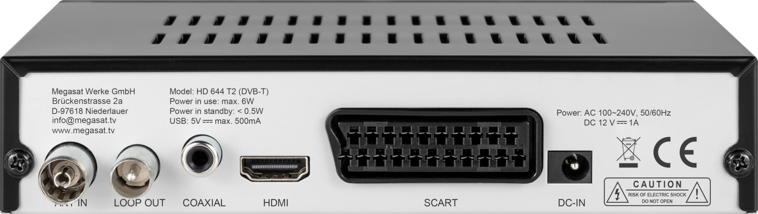 Megasat HD 644 T2 – DVB-T2 Receiver für Free TV – Schwarz | Empfängt alle freien Sender über Antenne, USB-Mediaplayer, Full HD, SCART, HDMI