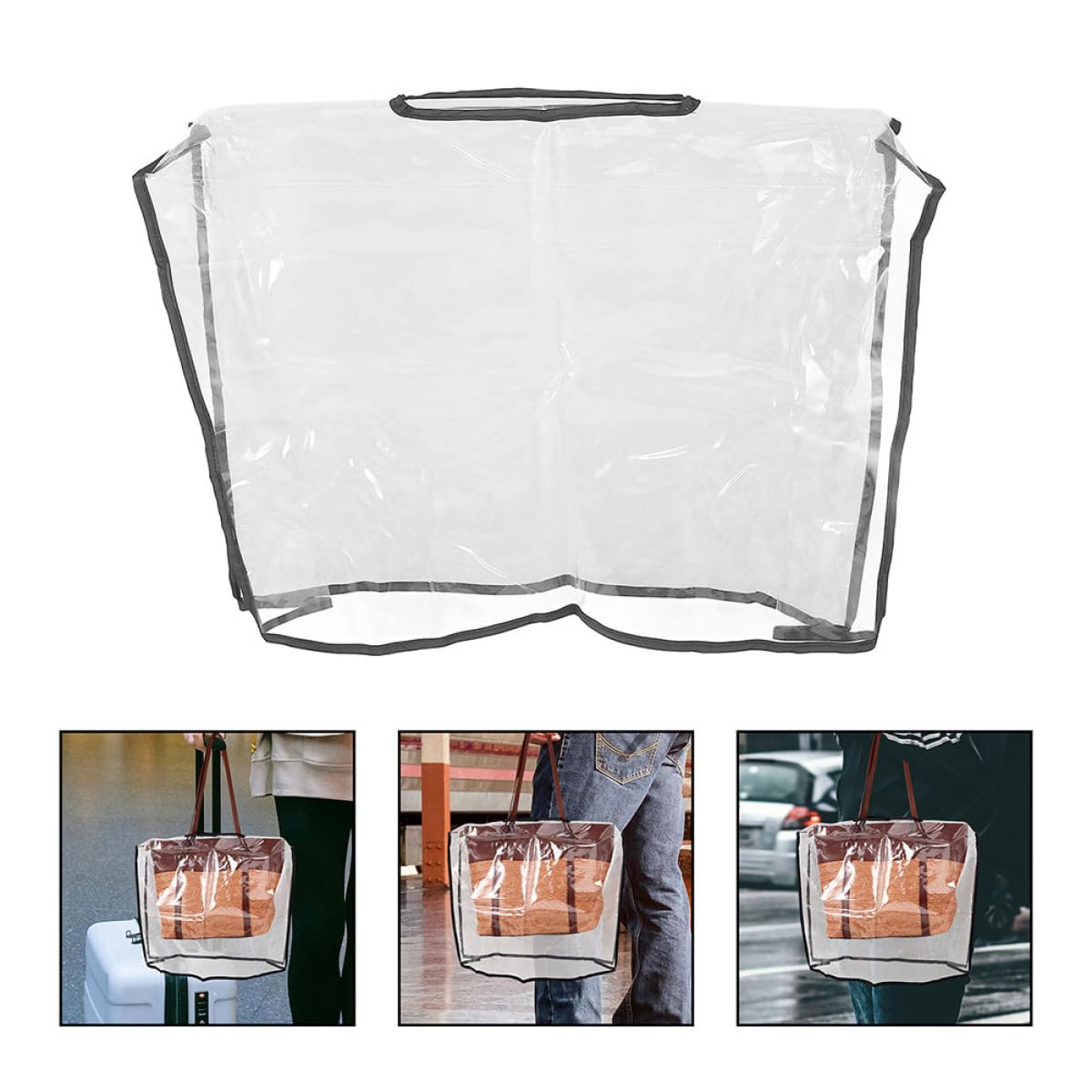 TOYANDONA Copri Borsa Antipioggia 2 Pezzi in PVC per Viaggio e Campeggio | Compatibile Borse a Mano, Protezione Contro la Pioggia, Superficie Liscia Trasparente, Formato 16, 5x12, 9x4, 7 Pollici