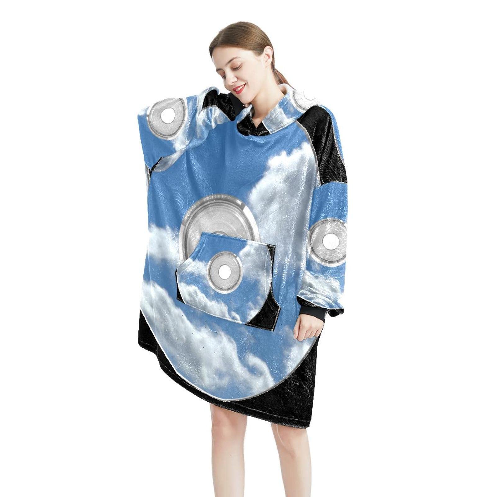 Felpa con cappuccio indossabile con cappuccio Cd Dvd Clouds Sky Music Oversize con cappuccio da donna, comoda felpa, Multicolor, Taglia unica
