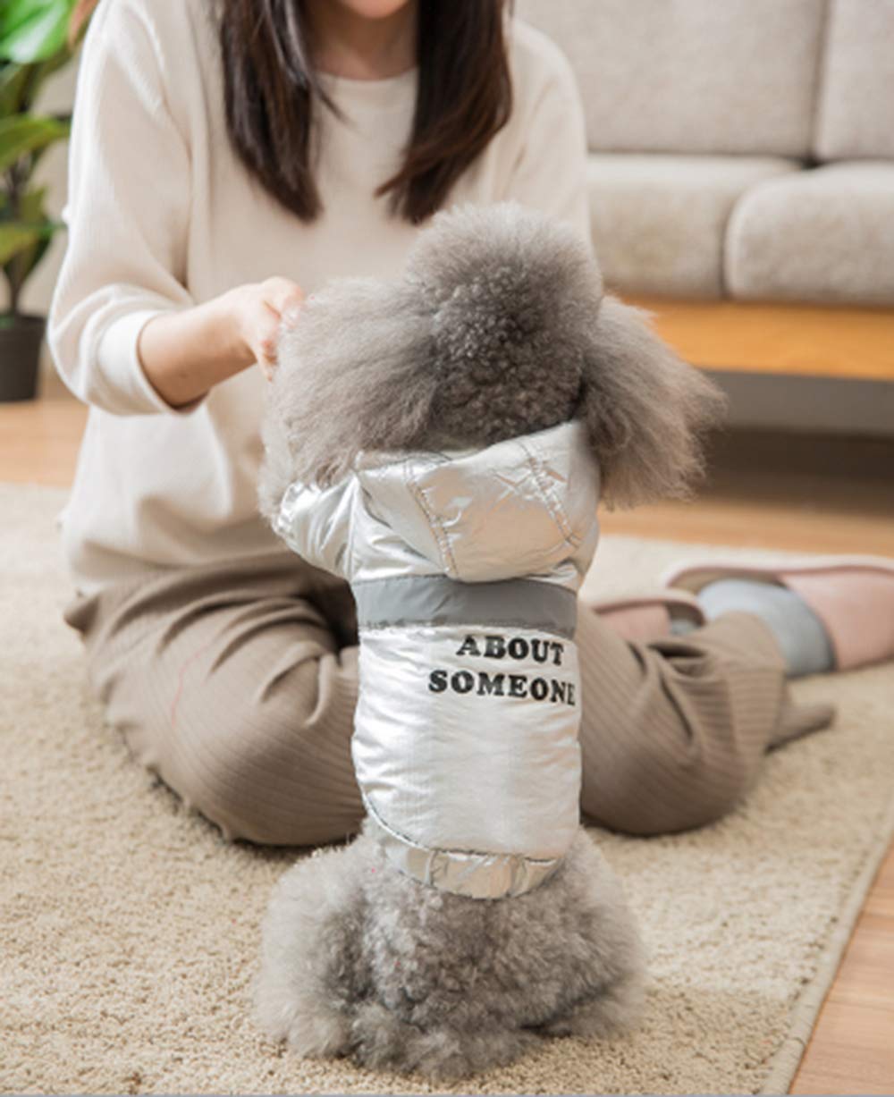 Dog Jacket Bling Outdoor Indoor Activities Waterproof Windproof Reflective Dog Cold Weather Winter Coat Dog Vest Autumn Pet Apparel for Small Medium Large Dog (silver, l)