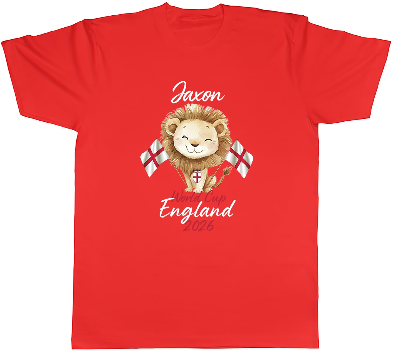Shopagift Personalised World Cup England 2026 Football Fan Mens T-Shirt Tee Red