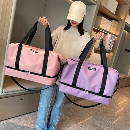 Borsa Sportiva Donna 46.8 Litri - Borsone Per Palestra Con Tasca Bagnata E Scomparto Scarpe, Nero - Foto 11