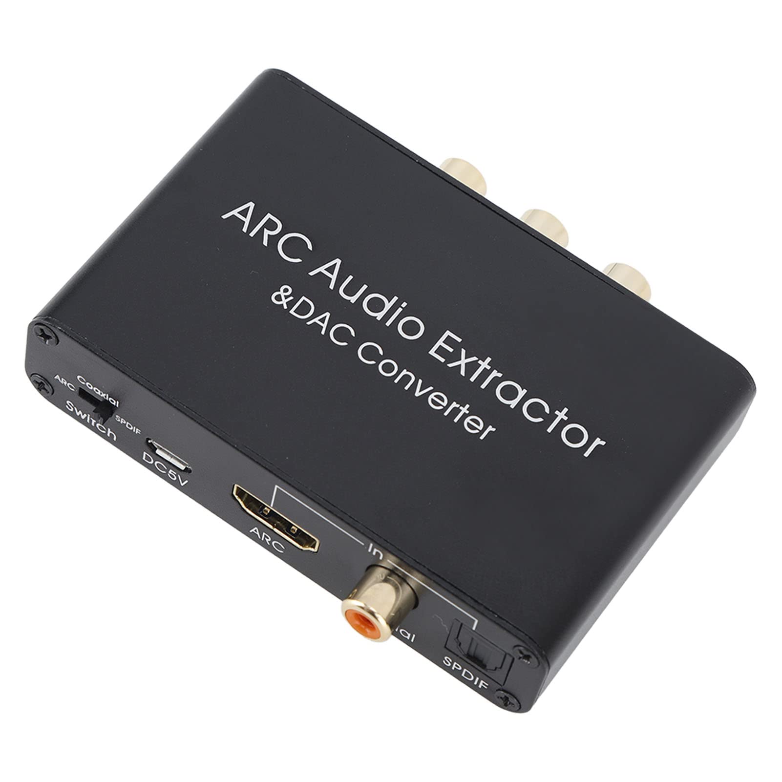 Chrees Convertitore Audio Digitale-analogico DAC, Estrattore Audio ARC con Uscita Ingresso Coassiale in Fibra Ottica, Trasmissione a 5.1 192KHz, per Controllo Volume Cuffie