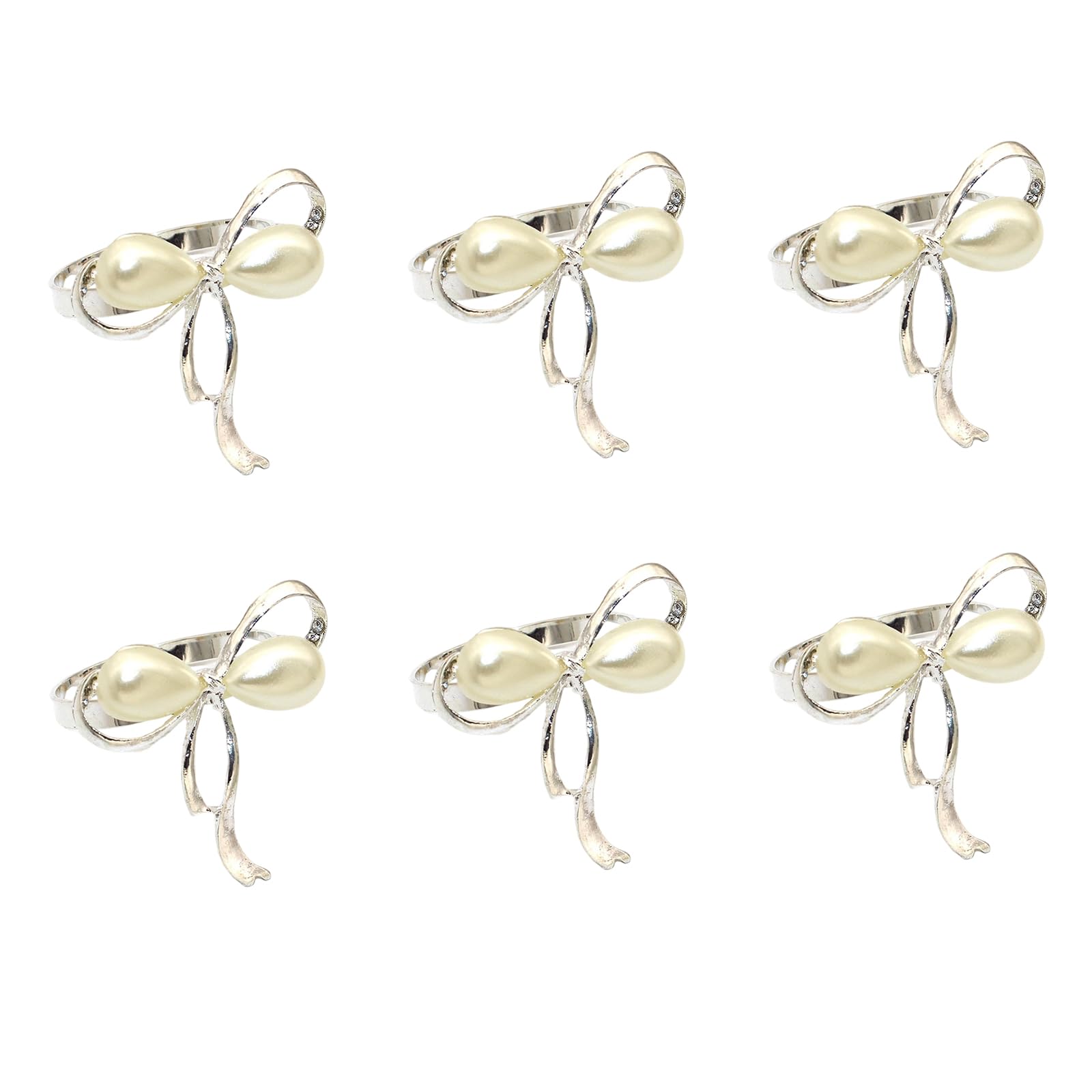 Decorative Pearls Bowknot Napkin Rings Alloy Materials Butterfly Napkin Holders for Daily Use and Parties Party Tableware Decorations