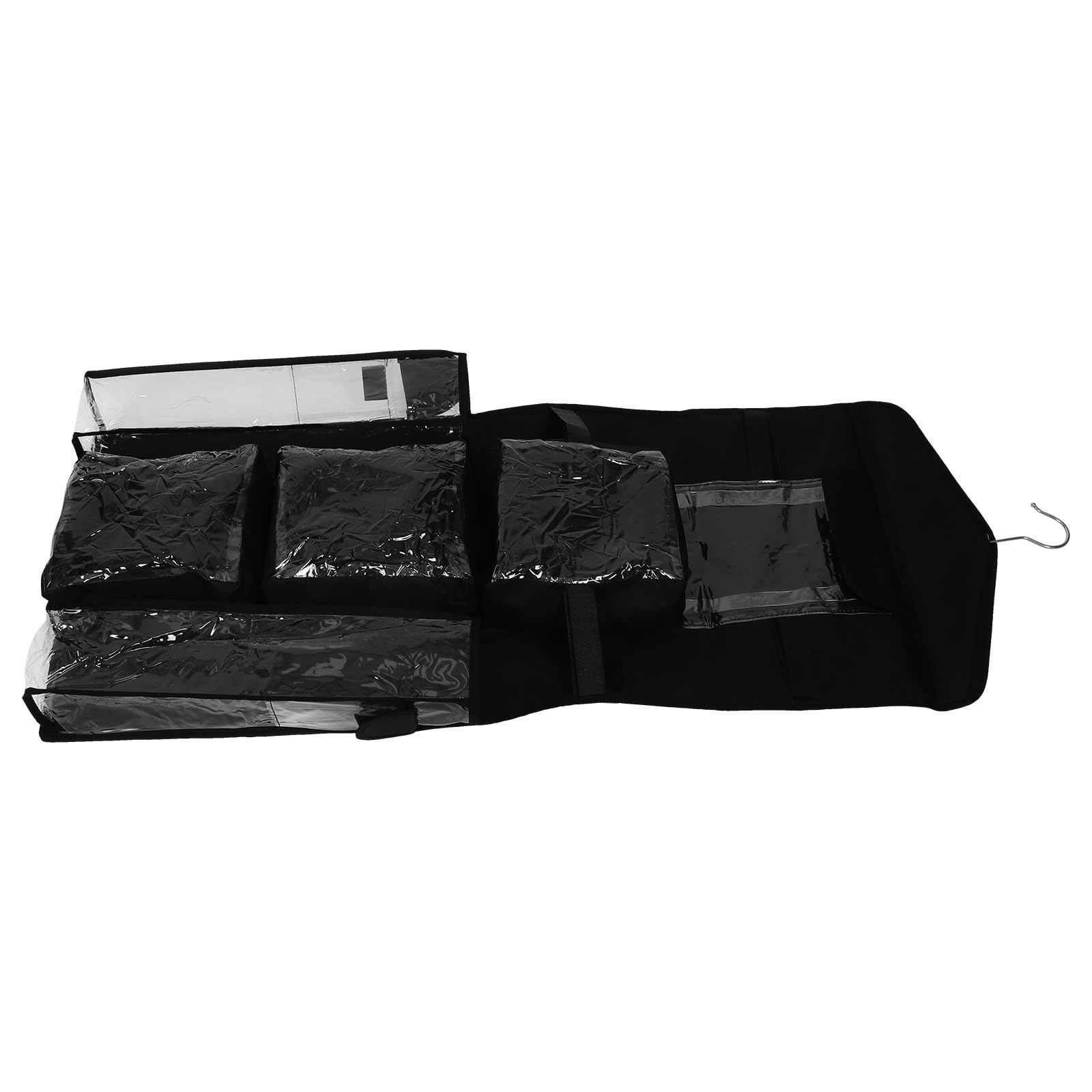 HOUDERCO Geschenkpapier Organizer Hängeaufbewahrung aus Polyester und Kunststoff Schwarz mit Haken Türhänger Aufbewahrungsorganizer für Geschenkpapier und Zubehör