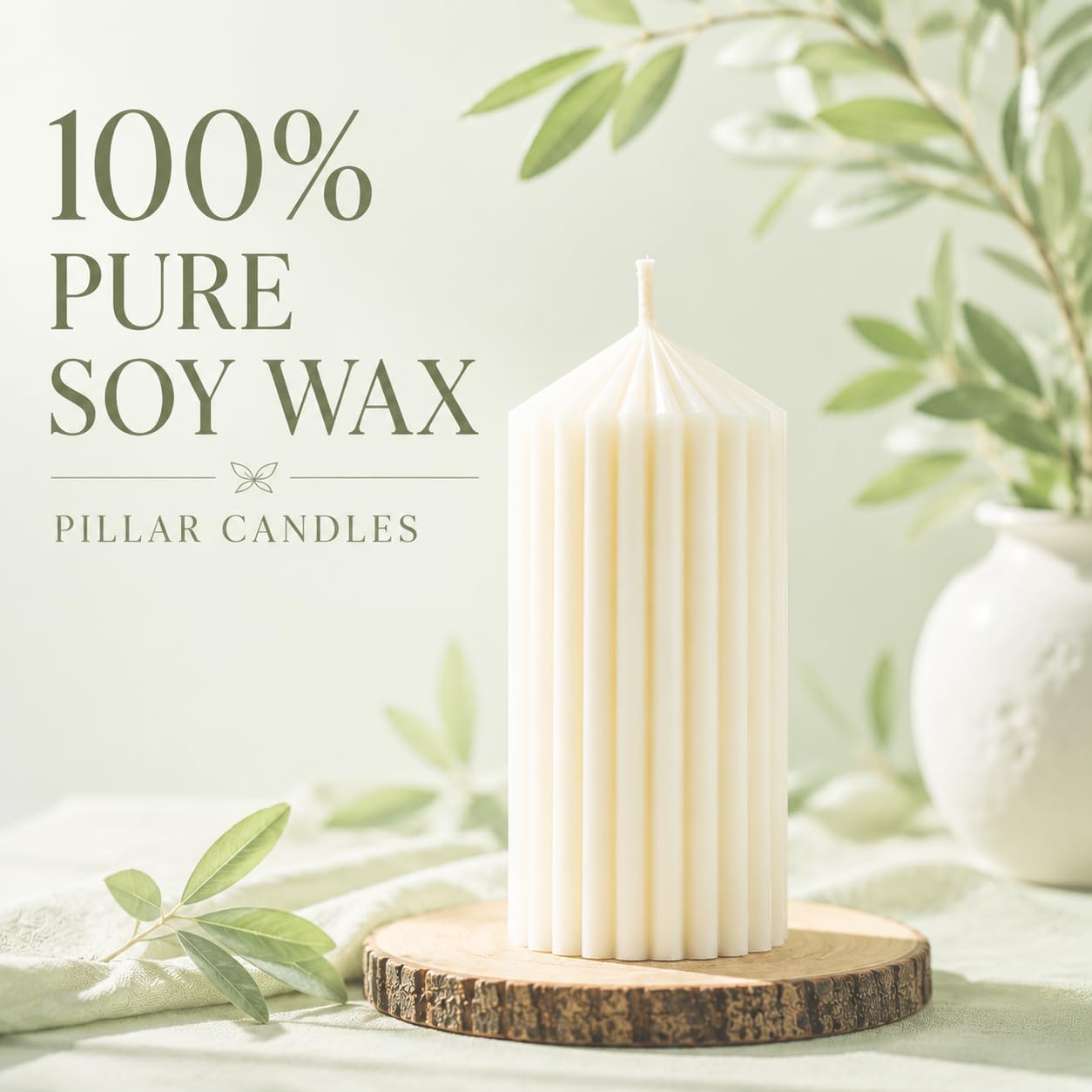 6 velas de cera de soja, cada una de 60 horas de combustión, velas acanaladas de cera de soja 100% pura natural, velas de pilar no tóxicas de larga combustión para el hogar, boda, iglesia