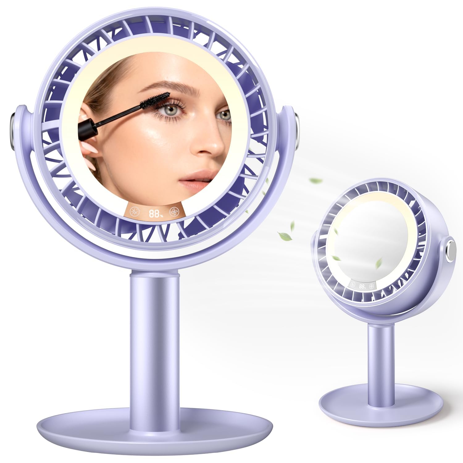 Photo 1 of KinYiLO 3-in-1 Makeup Fan with Mirror & LED Light