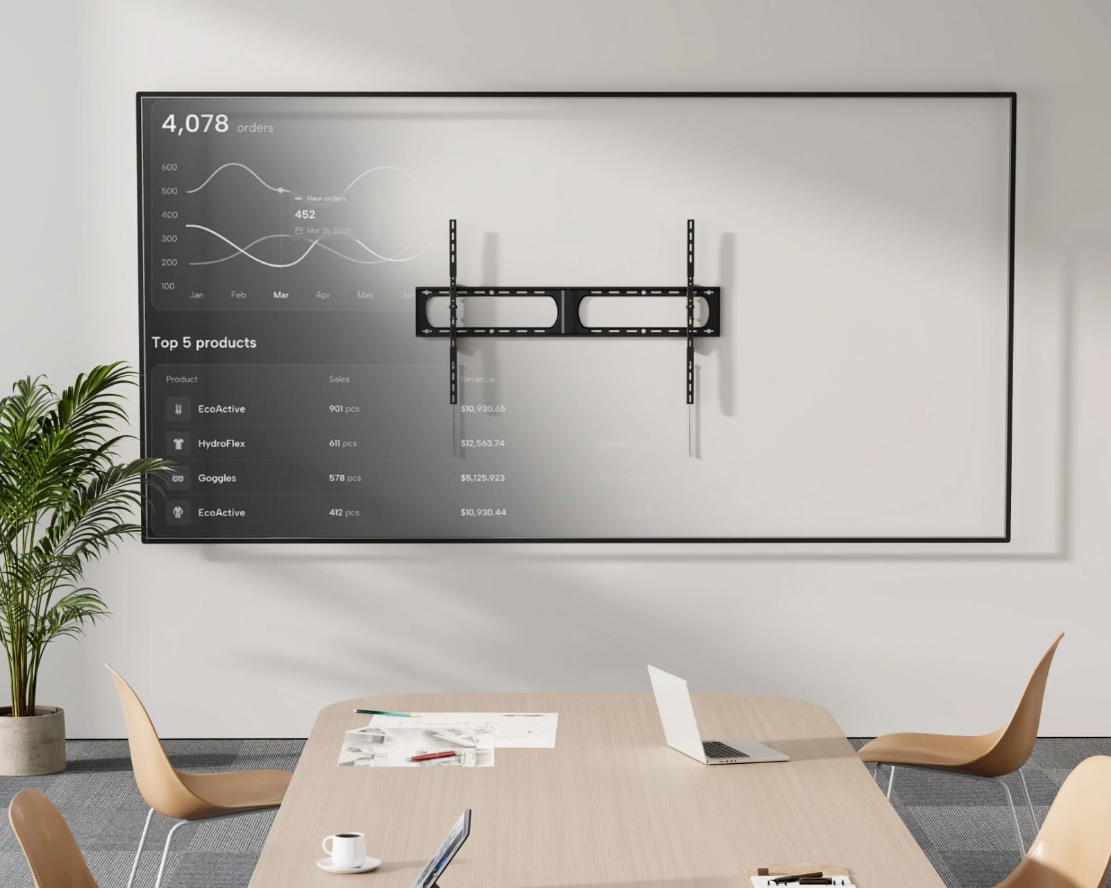 Uchwyt ścienny do telewizora, pochylany, do dużych obciążeń, 37-140 cali – wychylny uchwyt do telewizora, do 125 kg, VESA 1200 x 800 – uchwyt ścienny na telewizor, kolor czarny