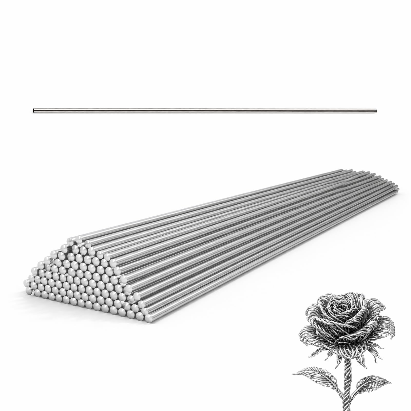 50 szt. Drut stalowy, sprężyna, 2 mm x 300 mm, drut ze stali sprężynowej 1 mm do modelarstwa samochodowego (0,5 x 300 mm, 50 szt.)