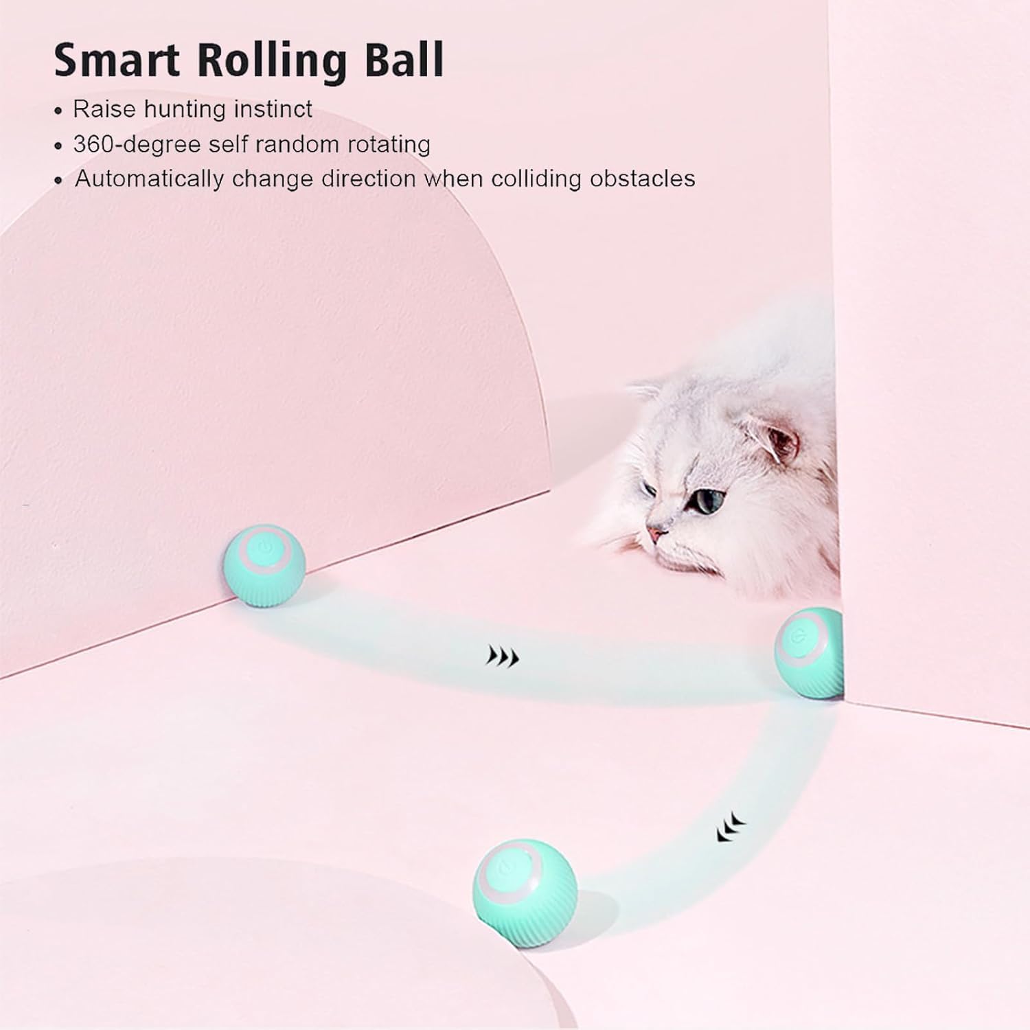 Radhav Mart Smart Interactive Cat Toy BAall | Automatic Rolling BAall for Indoor Cats | Rechargeable LED Pet Toy for Exercise, Fun & Hunting Instincts | Self-Moving Cat Chase Ball 3