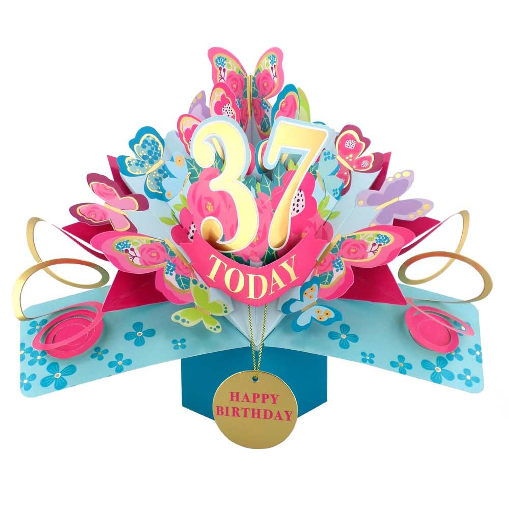 37 Today Happy 37th Birthday Pop-Up Greeting Card Love Kate's Pop Up Cards Her Design POP236MC37