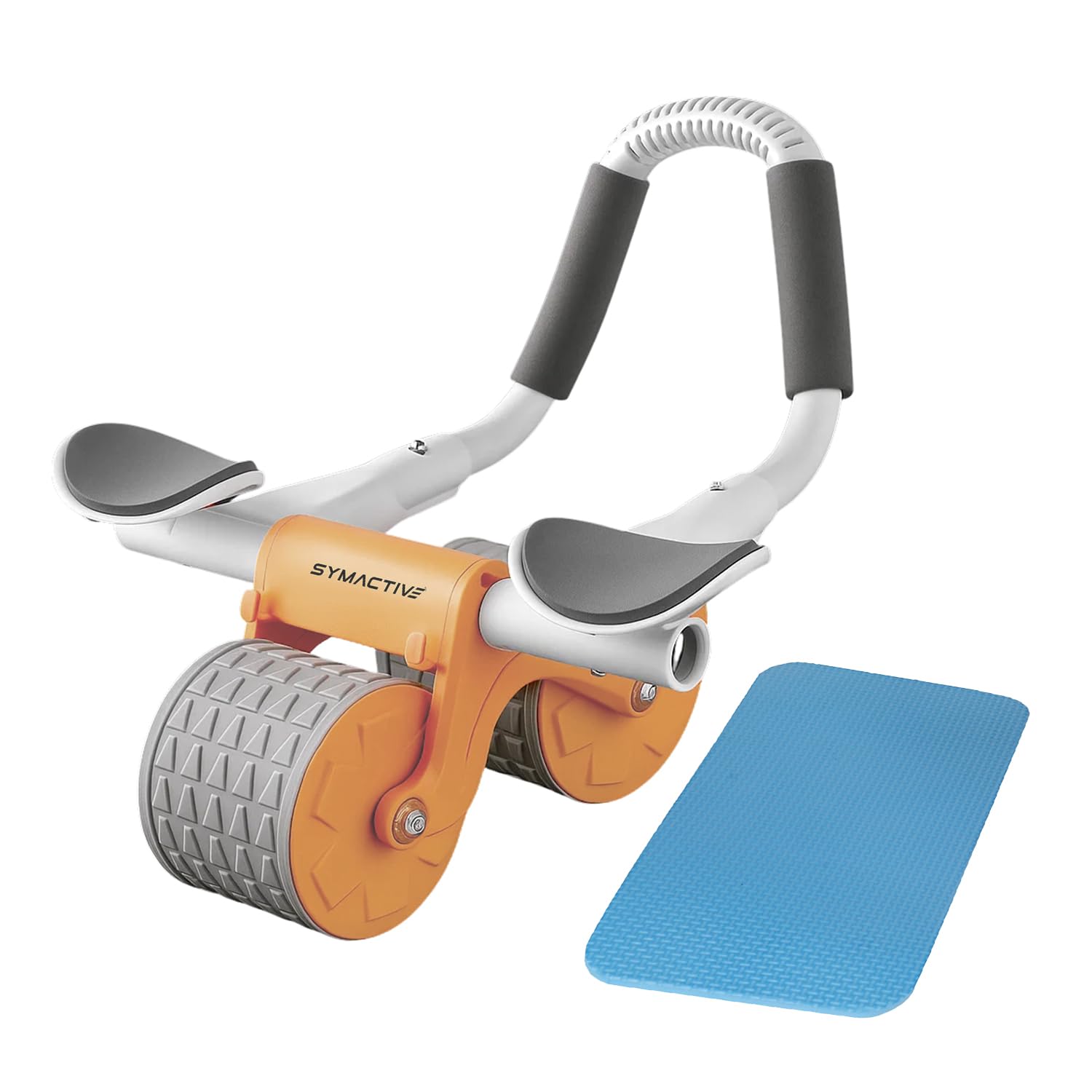 Amazon Brand - Symactive Ab Roller Wheel | Automatic Return Abdominal Wheel | Home Gym Strength Training Tool for Core and Upper Body | 41 x 37 x 31 cm | Orange