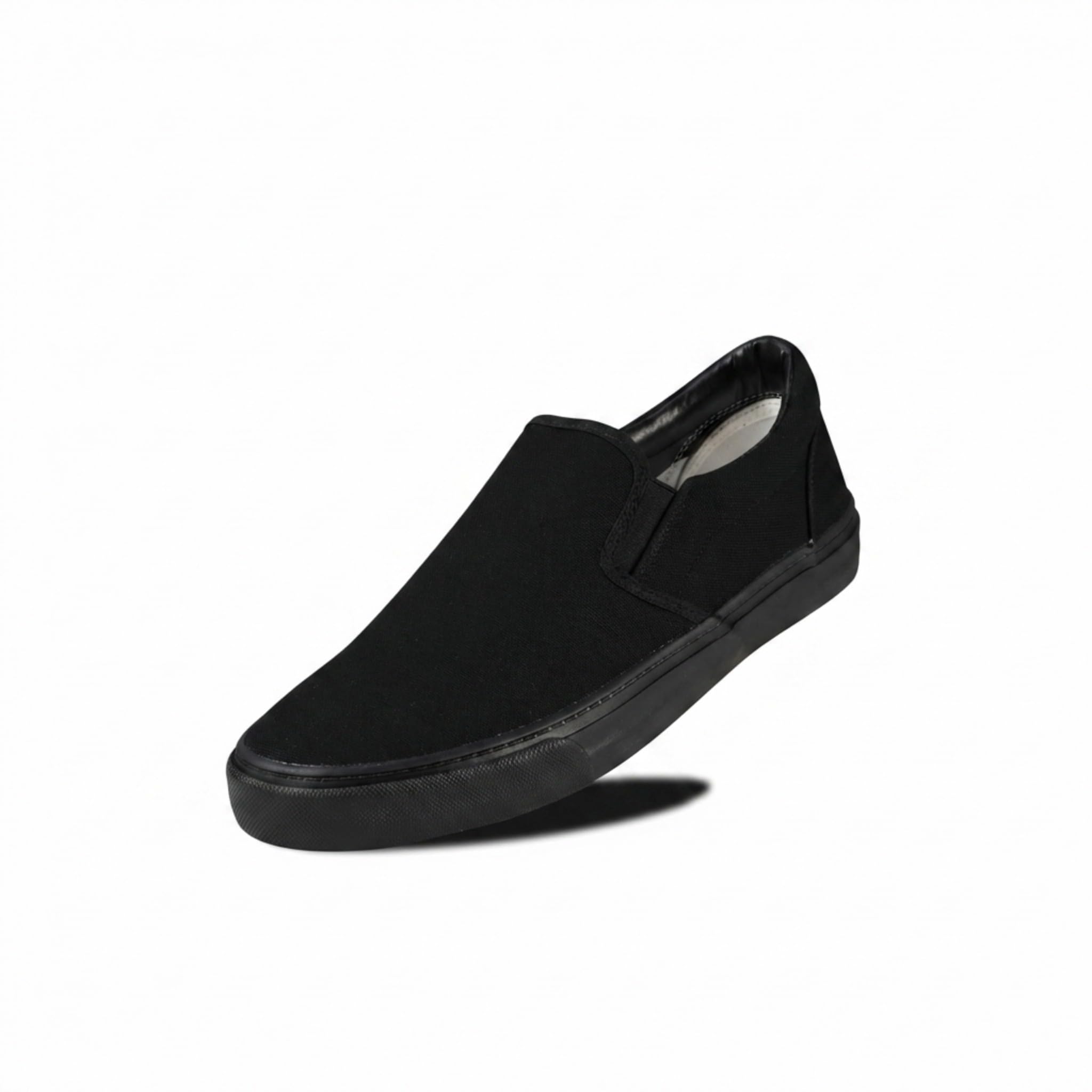 hello basics Men's Canvas Slip On Shoes for Men, Laceless Low Top Sneakers Mens Slip On Sneakers (All Black, 11)