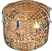 Sitzhocker / Hocker / Hocker im Vintage-Stil, bestickt, indischer Stil, rund, Ottomane, Hocker, Pouf-Kissen, Ethno-Stil, indische Baumwolle, Ethnische Dekoration, 35.6 x 55.9 cm. (Beige)
