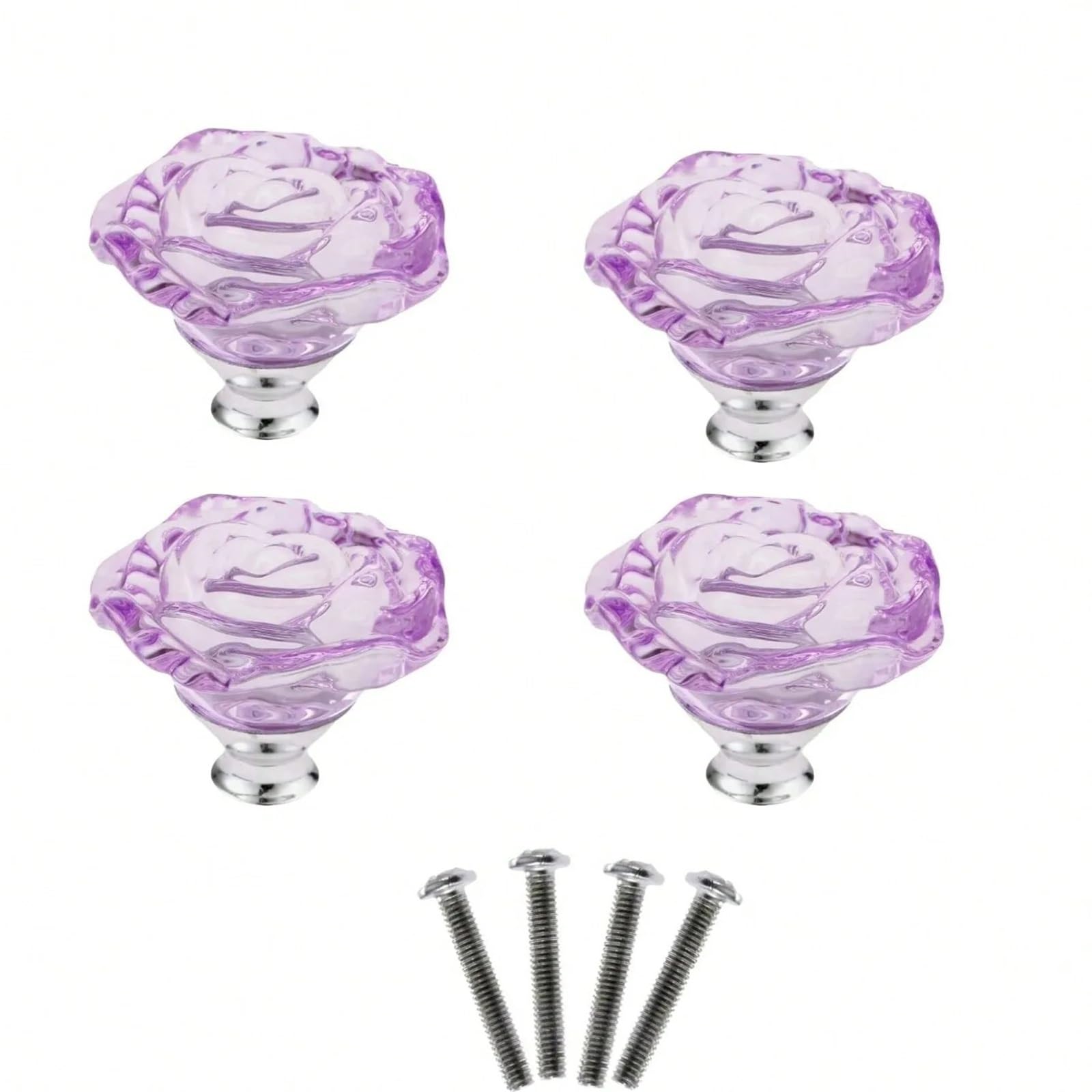 xulvoz Purple Crystal Rose Drawer Knobs K9 Glass Dresser Handles for Cabinet Cupboard