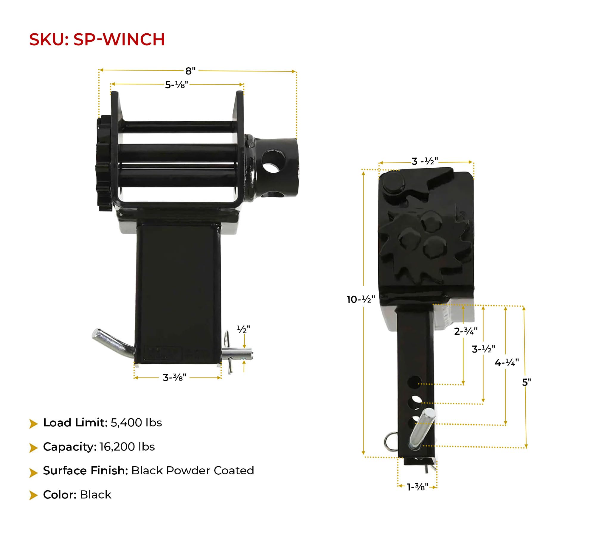 Mytee Products Paquete de 4 cabrestantes de Bolsillo para Remolque con Plataforma Plana, Capacidad de Utilidad # 16500 Libras