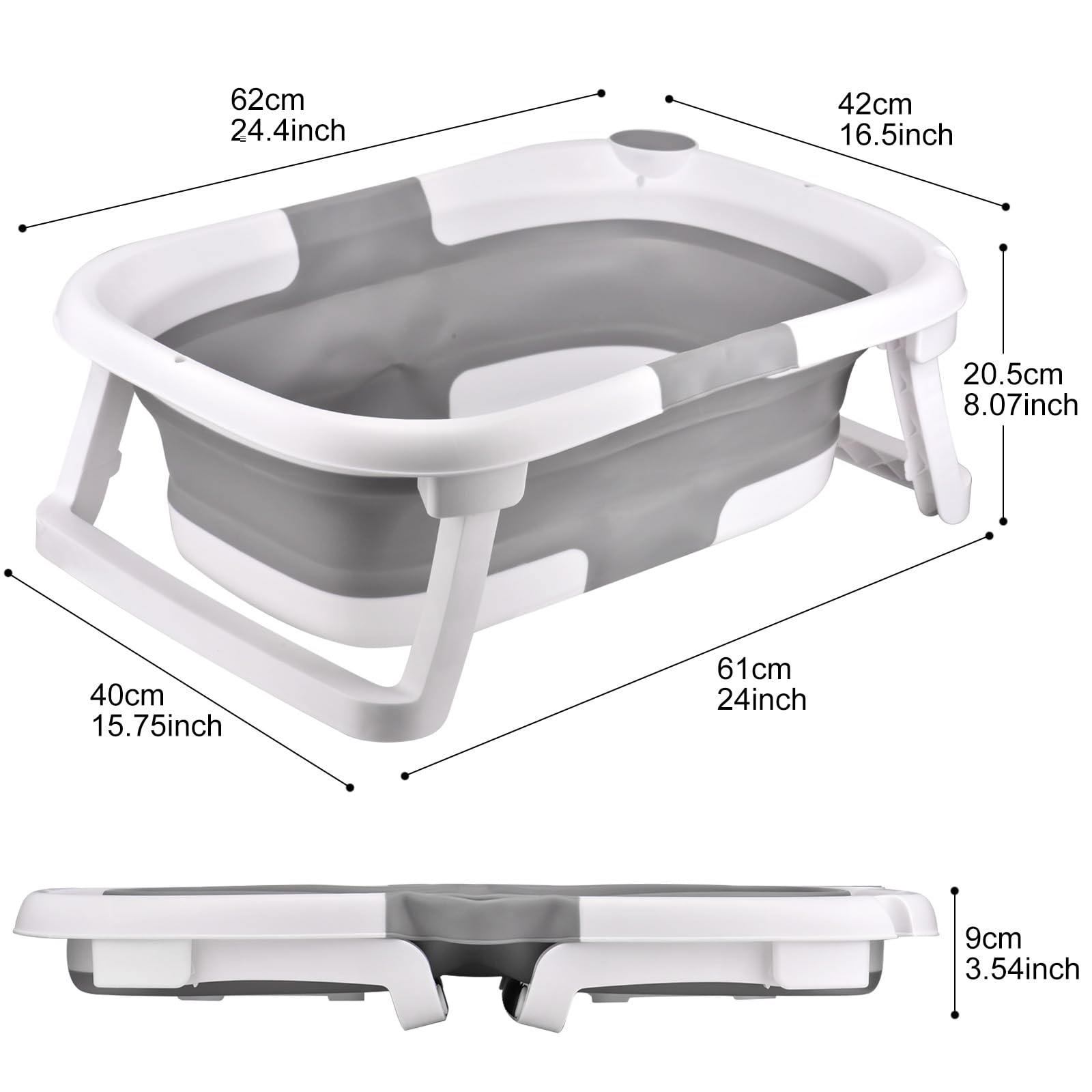 Plegable Bañera para Perros, Altura Ajustable Multifuncional Bañera para Mascota, Antideslizante Portátil Bañera para Perros Pequeños y Medianos y Gatos Gris