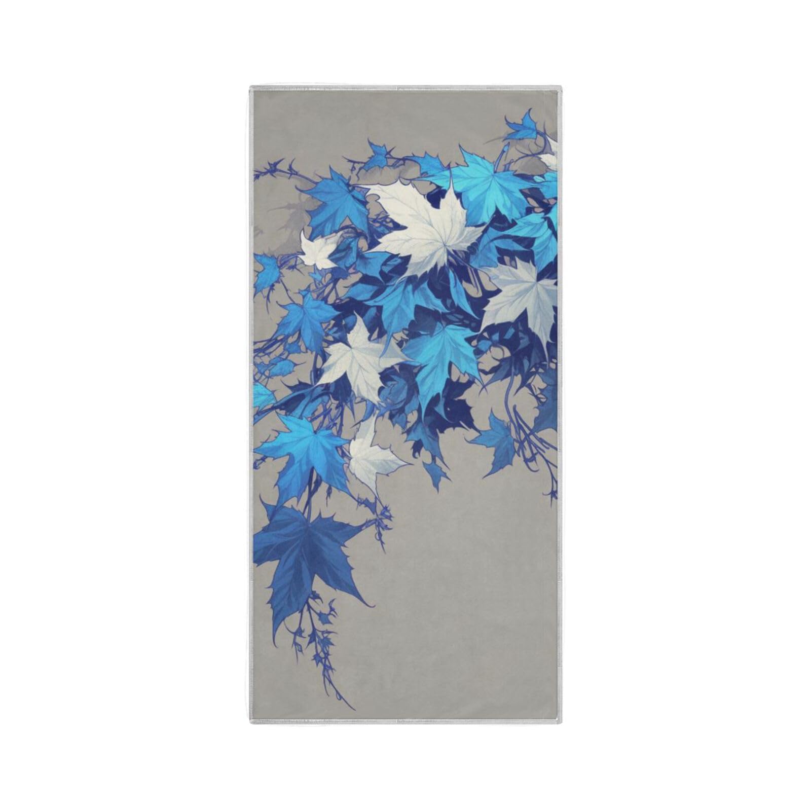Yoogain Cartoon Leaf Blue Microfiber Hand Towels Quick Dry Hand Towel Oversized washcloths White Gym Towels Bulk Sport Hand Towel 30
