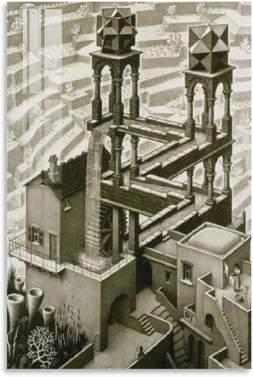Matvsd Kohecs M.C. Escher Wall Art The Plane Picture《Optical Illusion》Poster Surrealism Canvas Painting M.C. Escher Prints for Office Decor 30x45cm Frameless