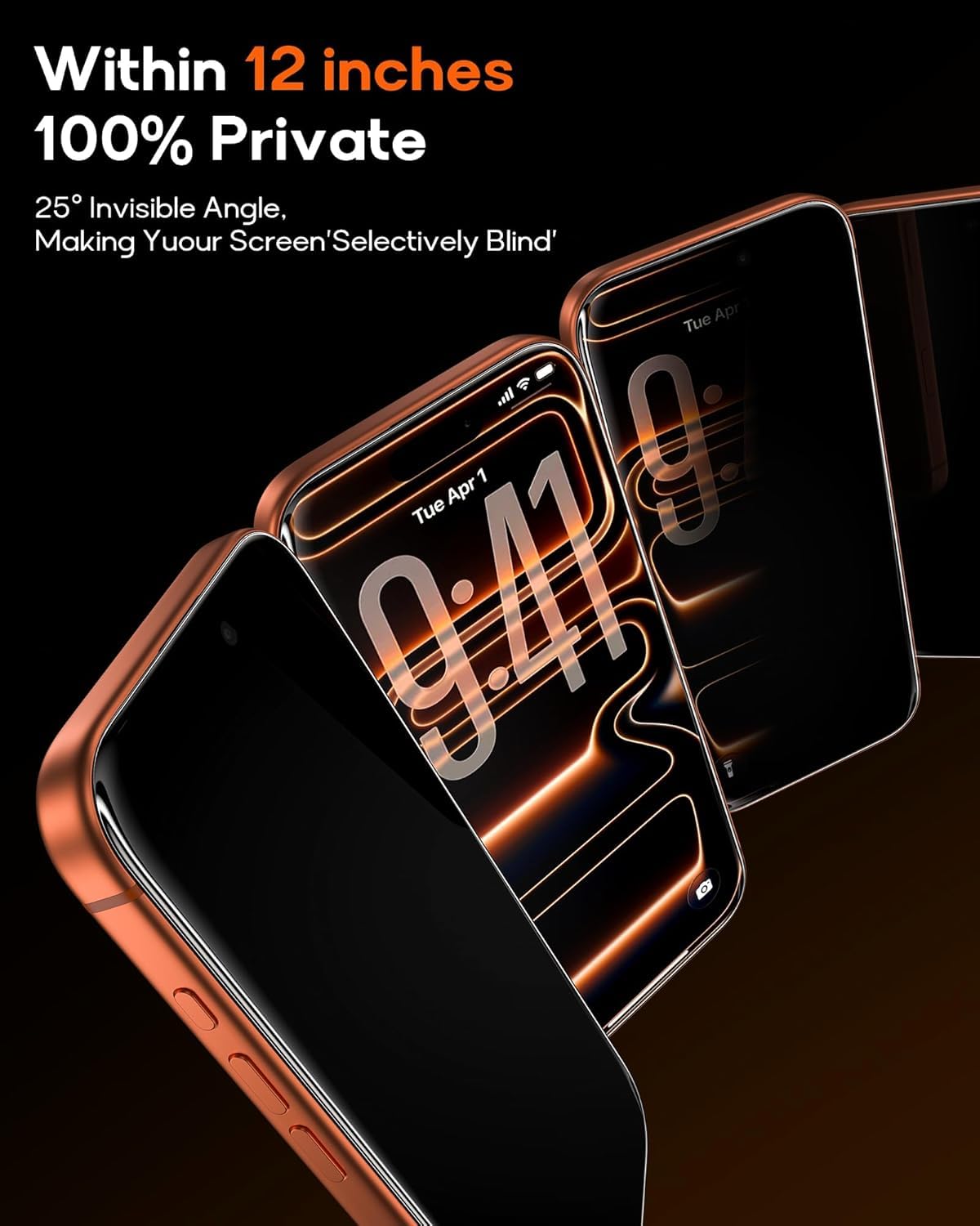 Condition photo showing New/Like New for 360° privacy screen protector for iphone 16/15,full coverage 9h+ hardness tempered glass easy installation anti spy private bubble-free