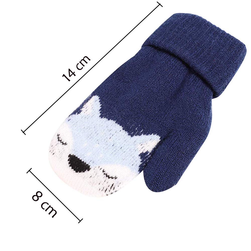 Baby Boys Girls Winter Knitted Mittens Warm Fleece Lined Gloves for Kids 0-3 Years