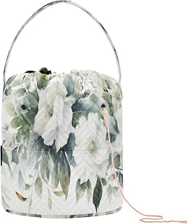 YETTASBIN Flower Yarn Storage Bag, Large Crochet Knitting Bag Organizer Portable Drawstring Tote for Crocheting Projects, Hold Skeins Balls, Yarn Needles Accessories - Gift for Knitters