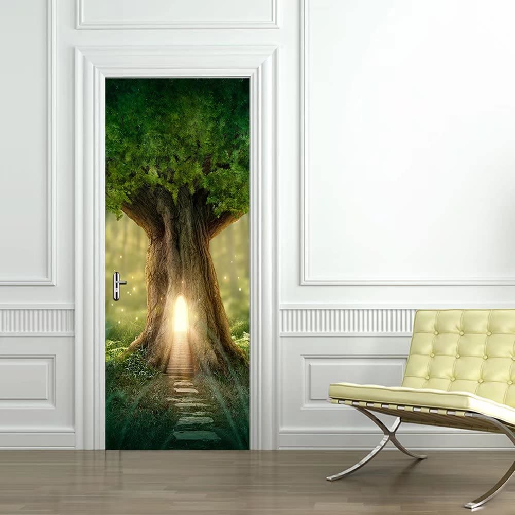 Tifege 3D Door Sticker Wall Decals Mural Wallpaper Fantasy Tree DIY Art Home Decor Decoration 30.3x78.7 DM054