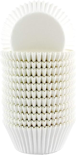 Xlloest White Muffin Cupcake Cases, Paper Baking Cups Cake Cases 200 Pack, No Smell, Safe Food Grade Inks and Paper Grease Proof Cups