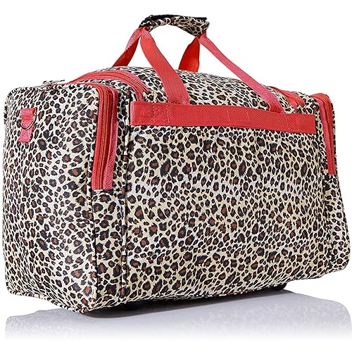 Image of World Traveler 81T16-168-R Duffle Bag, One Size, Red Trim Leopard