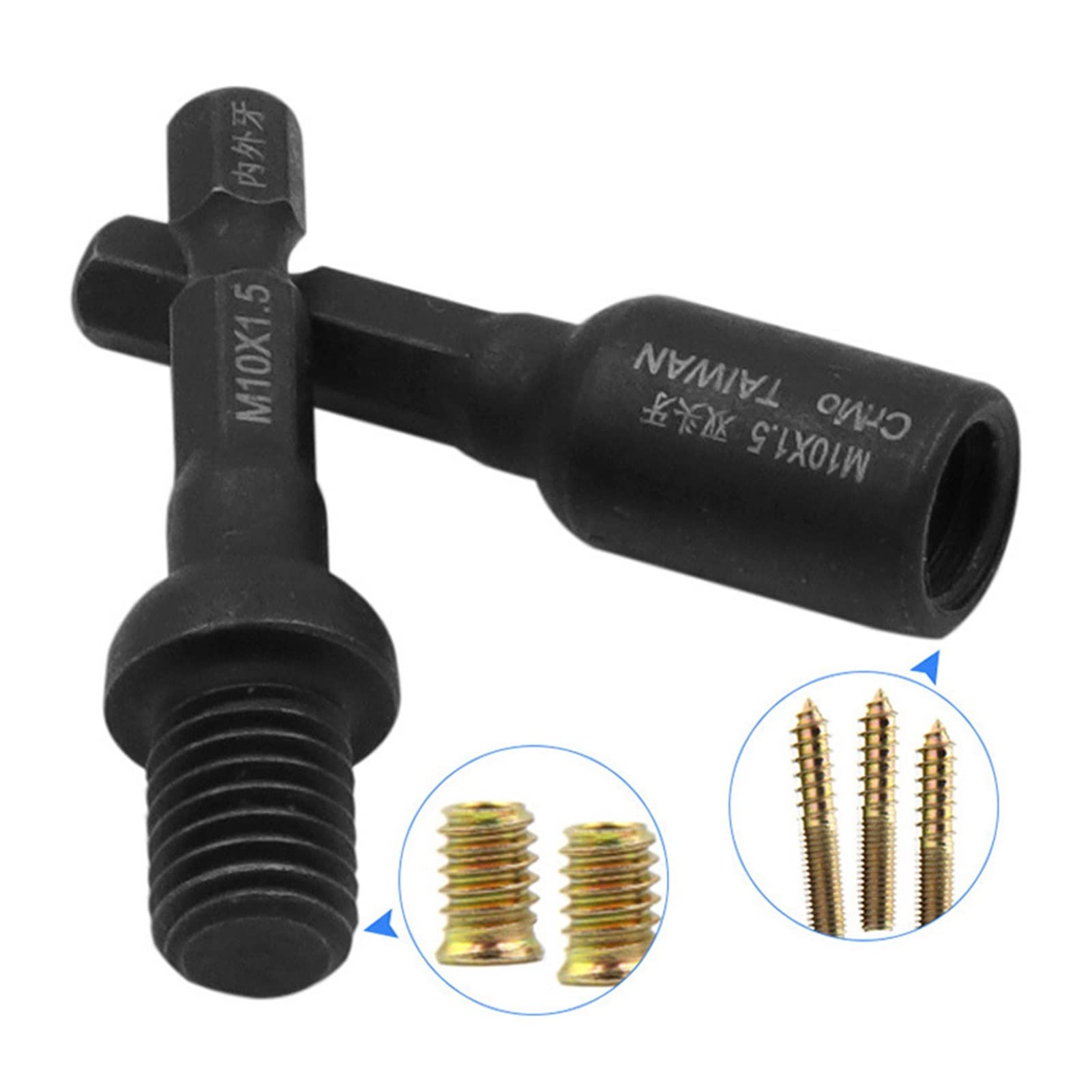 Zespół wiertła napędzany przez montaż nakrętki Nasadka sześciokątna M6 M8 M10 6,35 mm Ciemnoszara(M10x1.5)