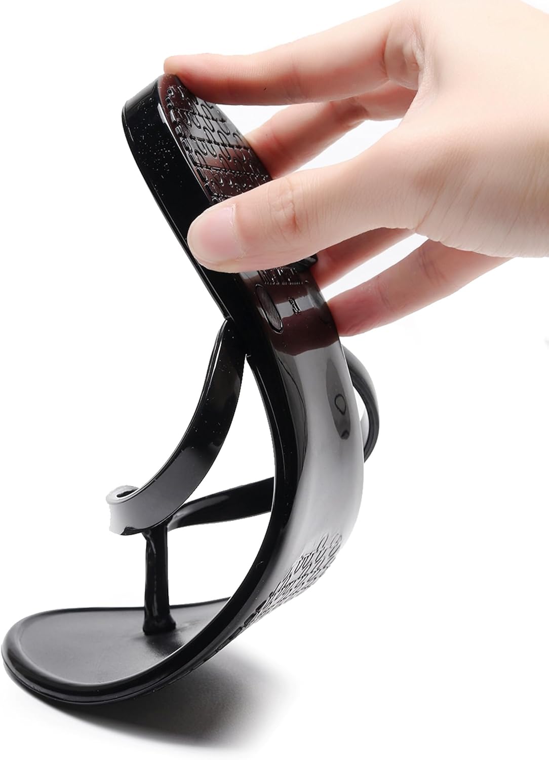 Libbook Womens Flip Flops Thong Sandals Jelly Shoes Flat for Ladies Slides Black Slippers Size 9 Slip On Summer Beach Dressy - Image 8