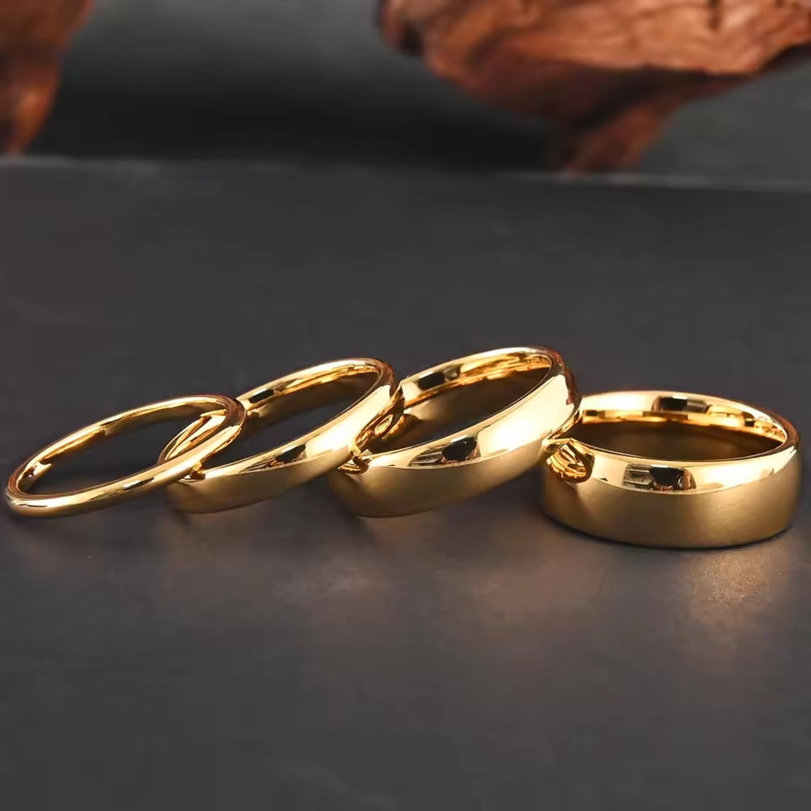 Obrączka ślubna z węglika wolframu dla kobiet mężczyzn, rocznicowe pierścionki obietnicy dla kobiet mężczyzn klasyczna para 2/4/6/8 mm szerokości prosty polerowany zwykły pierścionek