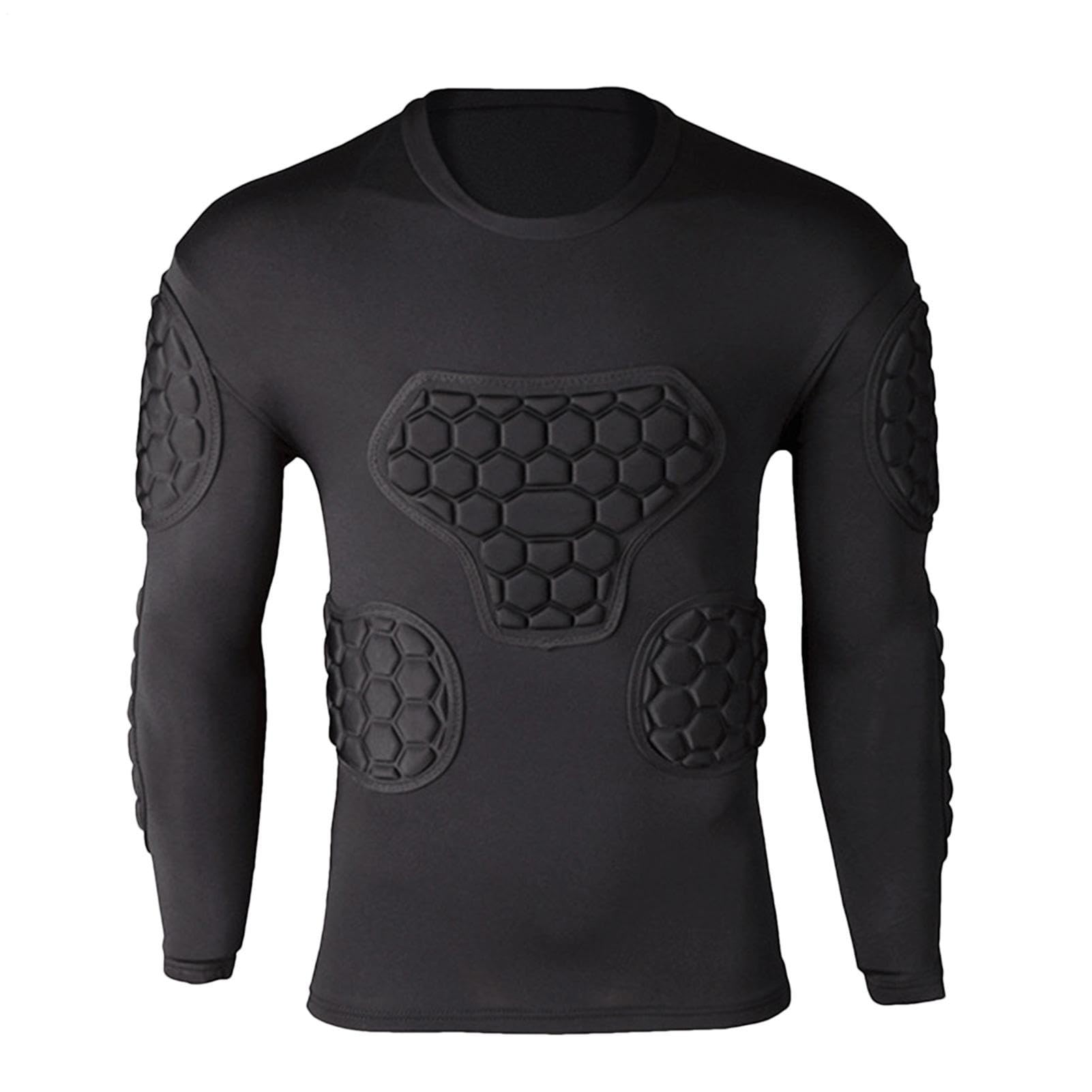 Padded Compression Shirt - Youth Padded Protective Shirt, Black Long Sleeve Football Suit | Football Compression Shirts Youth For Paintball Baseball, Mens Paintball Shirts