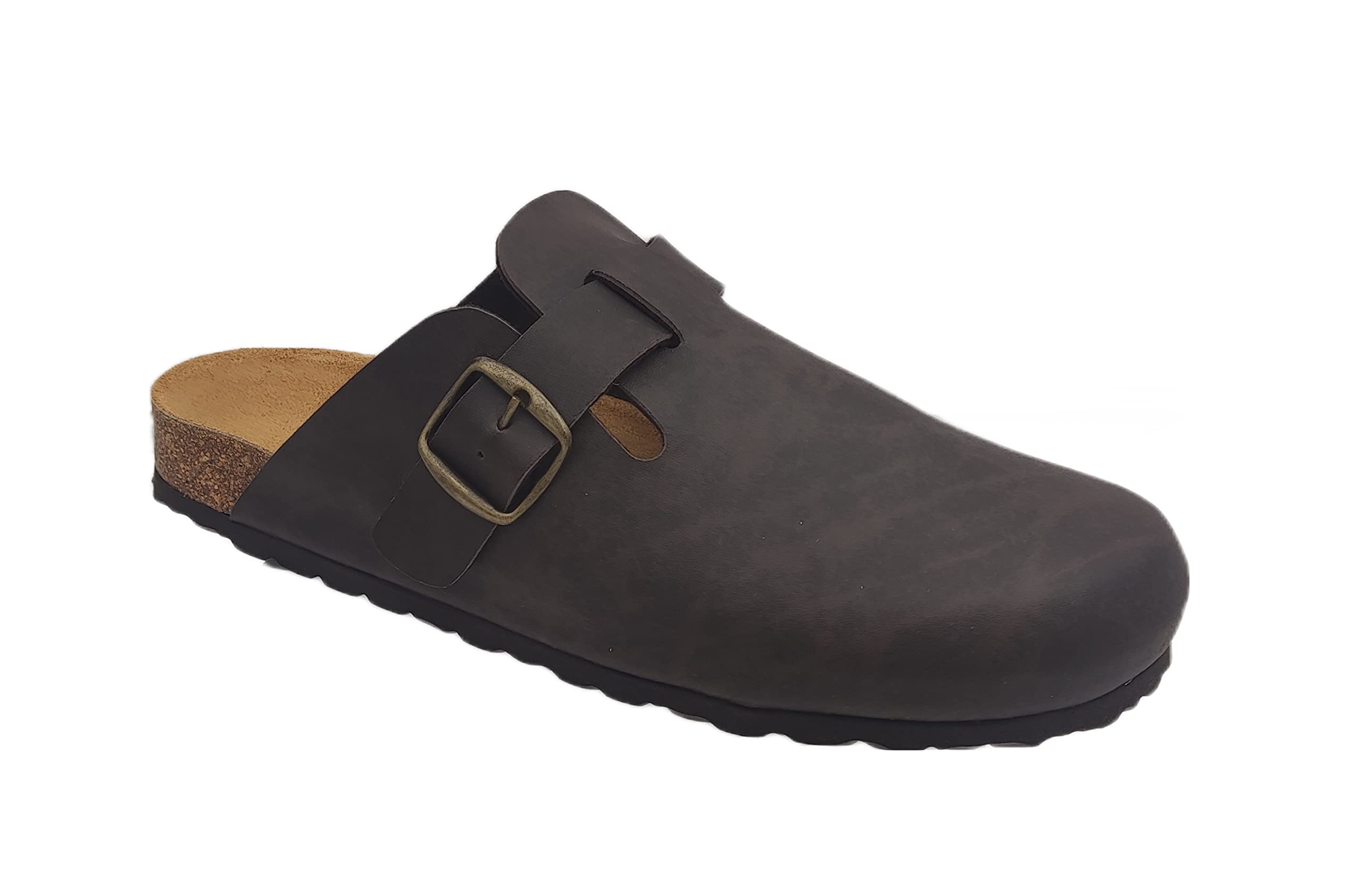 Tratti Meravigliosi Sabot Uomo in Pelle Ecologica Ciabatte Chiuse Invernali Estive Zoccoli da Passeggio, Casa e Giardino Fascia Regolabile Prodotto Ecosostenibile Made in Spain