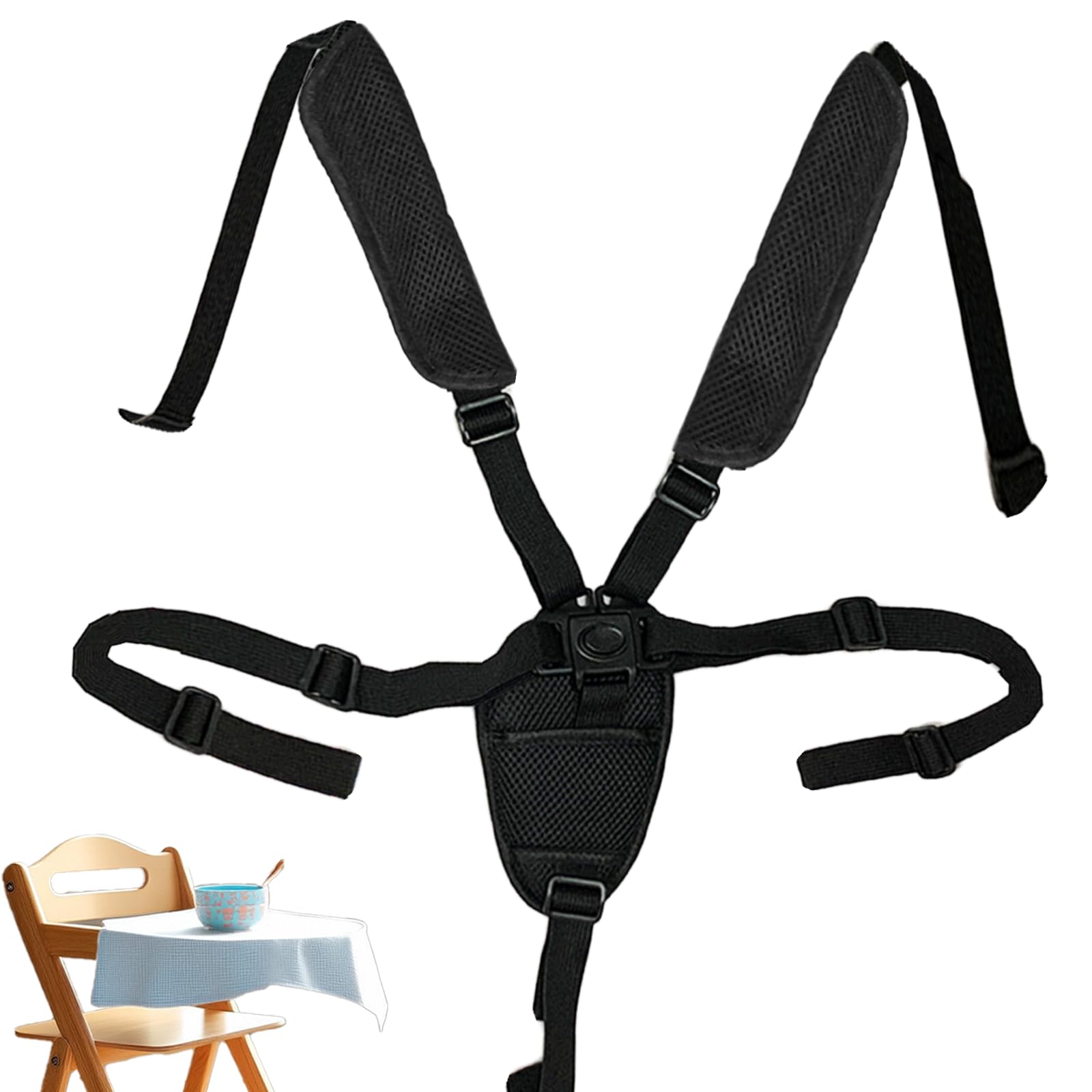 LiXiongBao 4in1 Universal 5 Point High Chairs Seatbelt Straps,Seat Seatbelt Crotch Cushion Shoulder Pads,Universal Baby Safe Belt Holder,Include 2