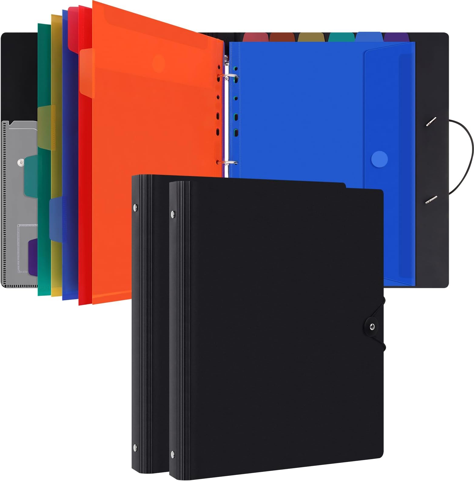 Uquelic 2 Pcs A4 Ring Binder Organiser with 24 Pcs Punched Pockets