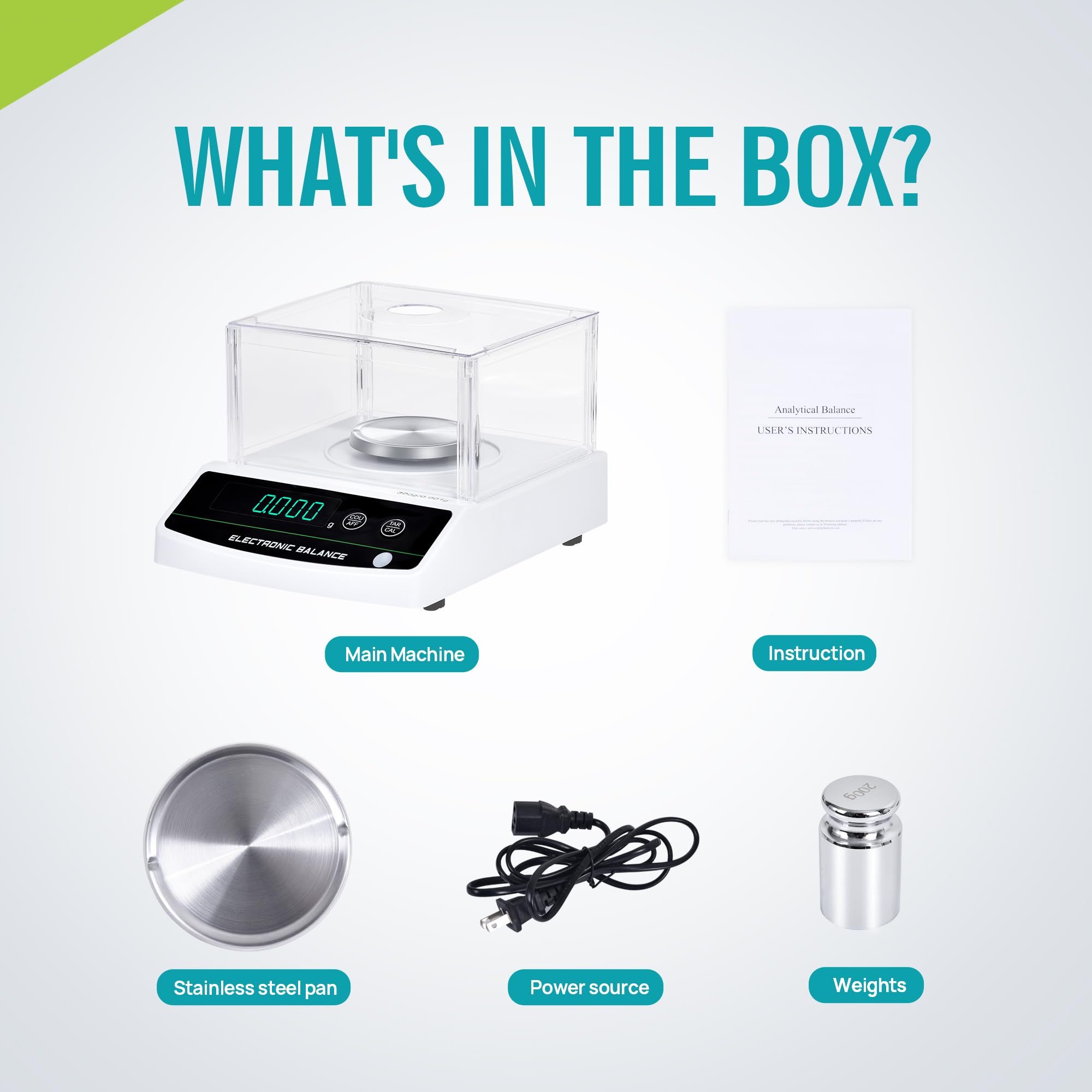 LICHEN Balanza analítica de laboratorio de 100 g x 0,01 g, báscula de laboratorio de alta precisión, parabrisas y pantalla LED, función de tara/conteo para joyería, farmacia, experimentos de ciencia