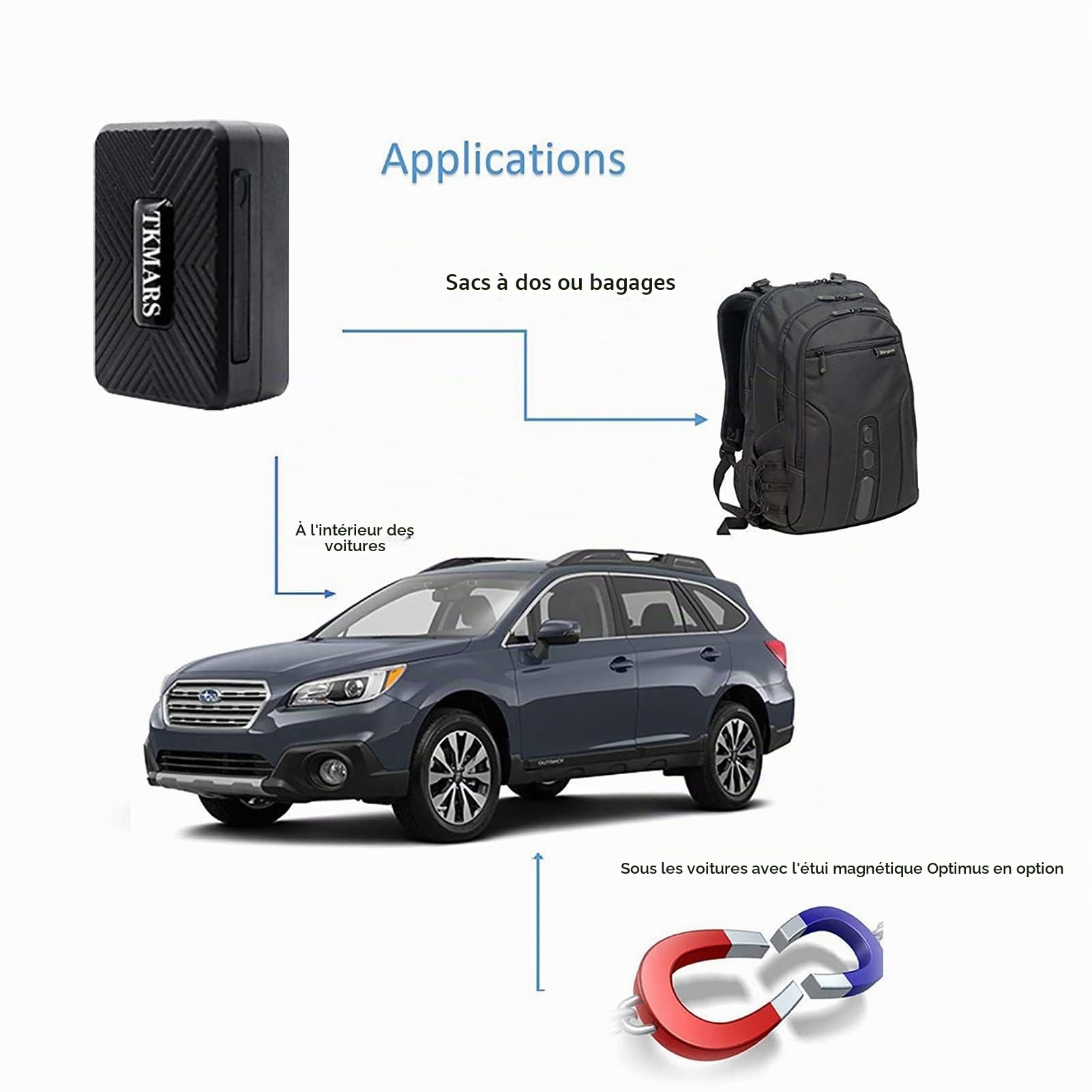 TKMARS Mini Traceur GPS Magnétique Voiture sans Abonnement Puce de Localisation GPS pour Enfant, Moto, Scooter, Bateau Micro Traqueur avec Alerte en Temps Réel 4G TK913