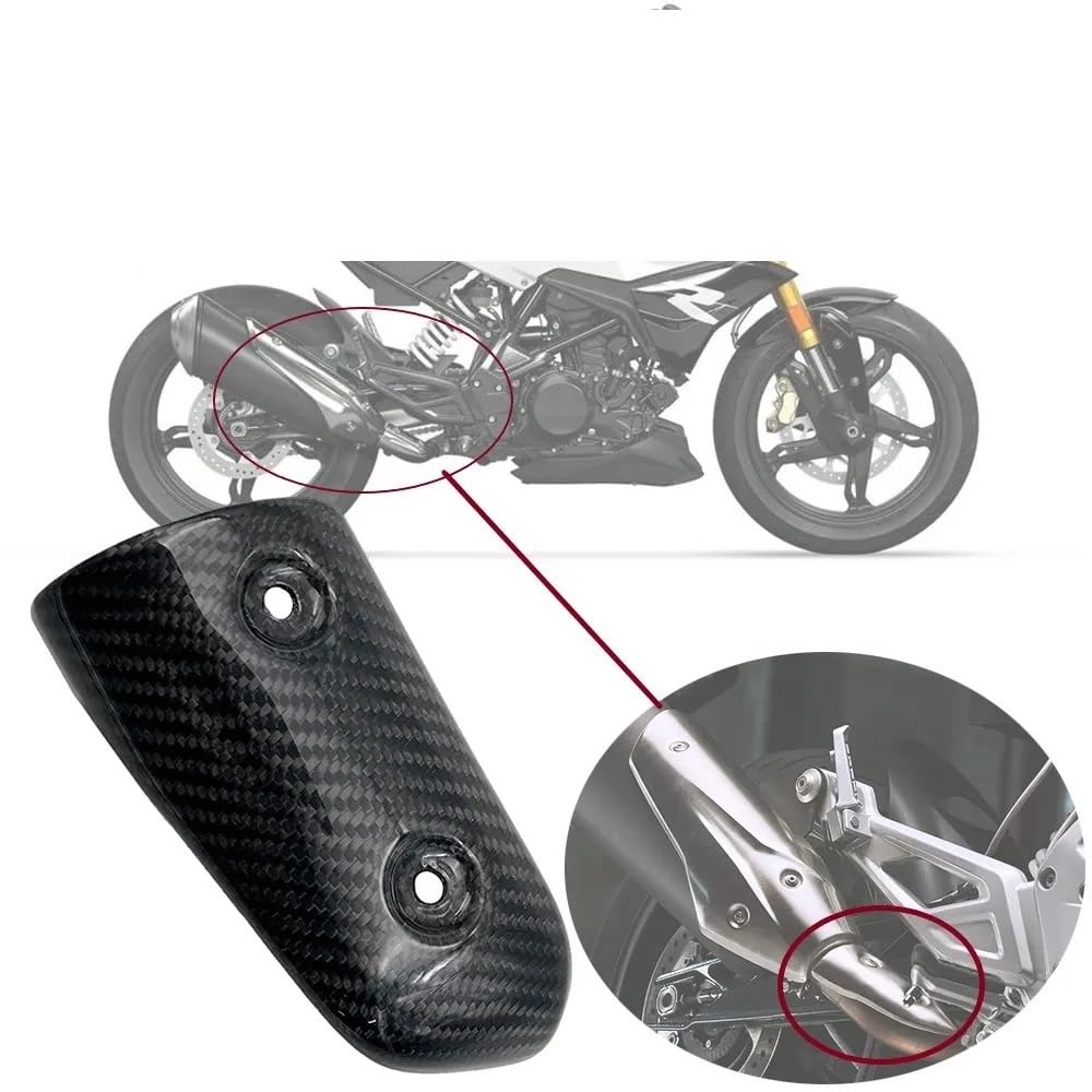 Cubierta Calor Silenciador System Escape Fibra Carbono Real para Motocicleta Tubo Conexión Meo Cubierta Protección Térmica Carcasa Antiescaldado para G310R G310-R 17-23